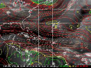 Météo tropicale : Carte des vents de cisaillement.