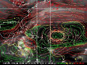 Météo tropicale : Carte des vents de cisaillement.