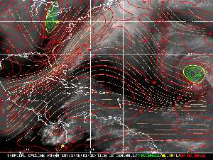 Météo tropicale : Carte des vents de cisaillement.