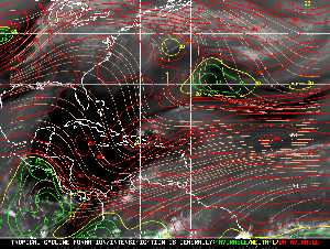 Météo tropicale : Carte des vents de cisaillement.