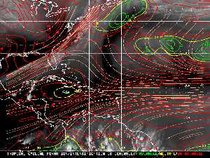 Météo tropicale : Carte des vents de cisaillement.