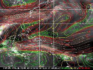 Météo tropicale : Carte des vents de cisaillement.