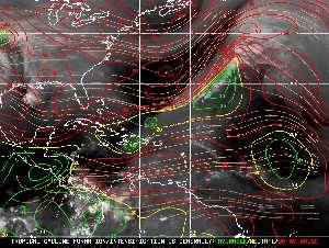 Météo tropicale : Carte des vents de cisaillement.