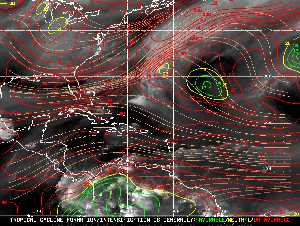 Météo tropicale : Carte des vents de cisaillement.