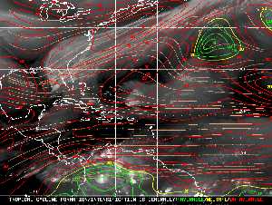 Météo tropicale : Carte des vents de cisaillement.