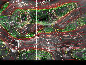 Météo tropicale : Carte des vents de cisaillement.