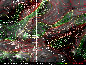 Météo tropicale : Carte des vents de cisaillement.