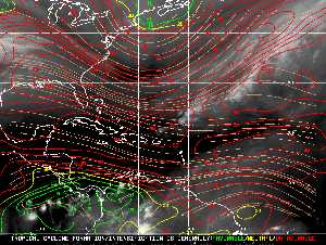Météo tropicale : Carte des vents de cisaillement.