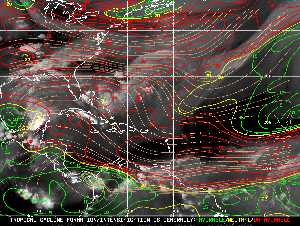 Météo tropicale : Carte des vents de cisaillement.