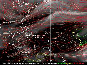 Météo tropicale : Carte des vents de cisaillement.