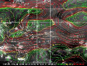 Météo tropicale : Carte des vents de cisaillement.