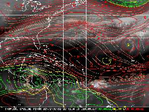 Météo tropicale : Carte des vents de cisaillement.