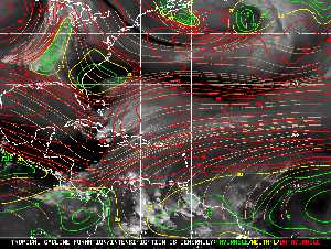 Météo tropicale : Carte des vents de cisaillement.