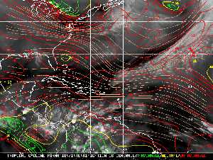 Météo tropicale : Carte des vents de cisaillement.