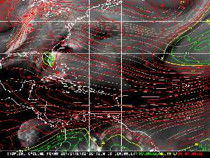 Météo tropicale : Carte des vents de cisaillement.