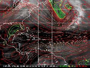 Météo tropicale : Carte des vents de cisaillement.