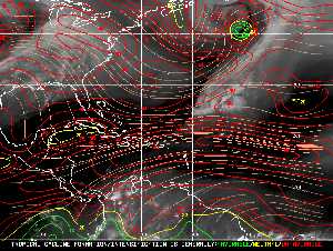 Météo tropicale : Carte des vents de cisaillement.