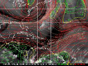 Météo tropicale : Carte des vents de cisaillement.