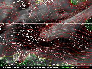 Météo tropicale : Carte des vents de cisaillement.