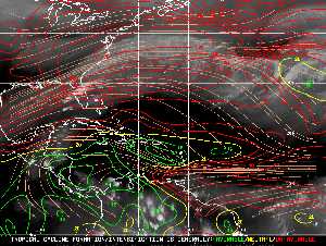 Météo tropicale : Carte des vents de cisaillement.