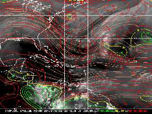 Météo tropicale : Carte des vents de cisaillement.