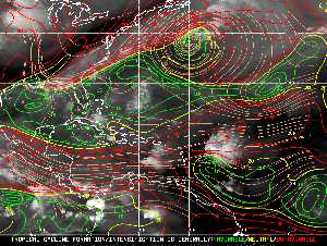 Météo tropicale : Carte des vents de cisaillement.