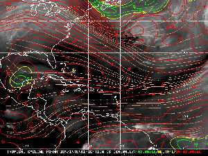 Météo tropicale : Carte des vents de cisaillement.