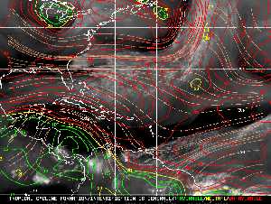 Météo tropicale : Carte des vents de cisaillement.
