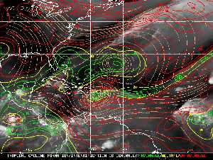 Météo tropicale : Carte des vents de cisaillement.