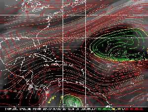 Météo tropicale : Carte des vents de cisaillement.