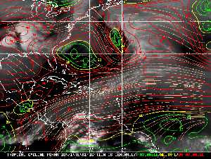 Météo tropicale : Carte des vents de cisaillement.