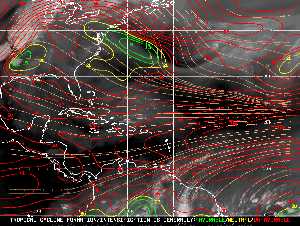 Météo tropicale : Carte des vents de cisaillement.