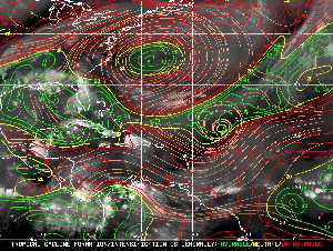 Météo tropicale : Carte des vents de cisaillement.