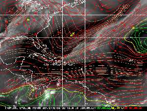 Météo tropicale : Carte des vents de cisaillement.