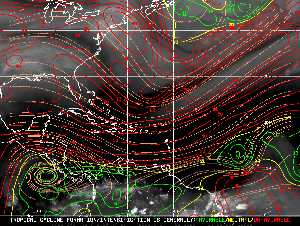 Météo tropicale : Carte des vents de cisaillement.