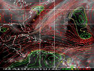 Météo tropicale : Carte des vents de cisaillement.