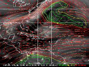 Météo tropicale : Carte des vents de cisaillement.