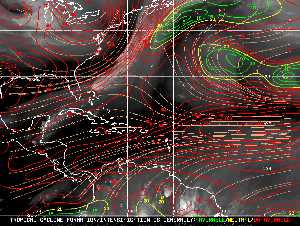 Météo tropicale : Carte des vents de cisaillement.
