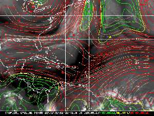 Météo tropicale : Carte des vents de cisaillement.