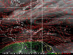 Météo tropicale : Carte des vents de cisaillement.
