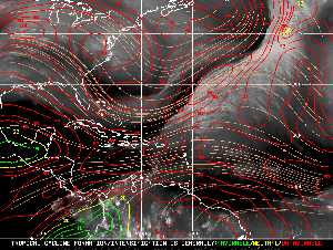 Météo tropicale : Carte des vents de cisaillement.