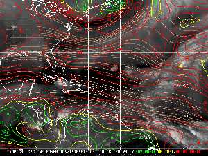 Météo tropicale : Carte des vents de cisaillement.