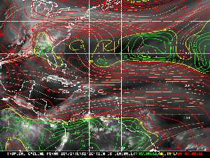Météo tropicale : Carte des vents de cisaillement.