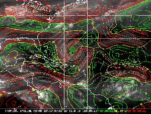 Météo tropicale : Carte des vents de cisaillement.