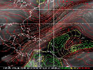 Météo tropicale : Carte des vents de cisaillement.