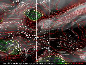 Météo tropicale : Carte des vents de cisaillement.