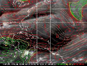 Météo tropicale : Carte des vents de cisaillement.
