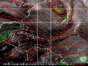 Météo tropicale : Carte des vents de cisaillement.