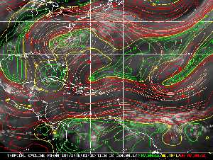 Météo tropicale : Carte des vents de cisaillement.