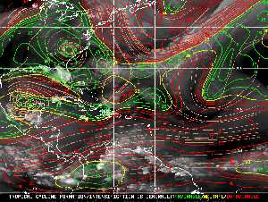 Météo tropicale : Carte des vents de cisaillement.
